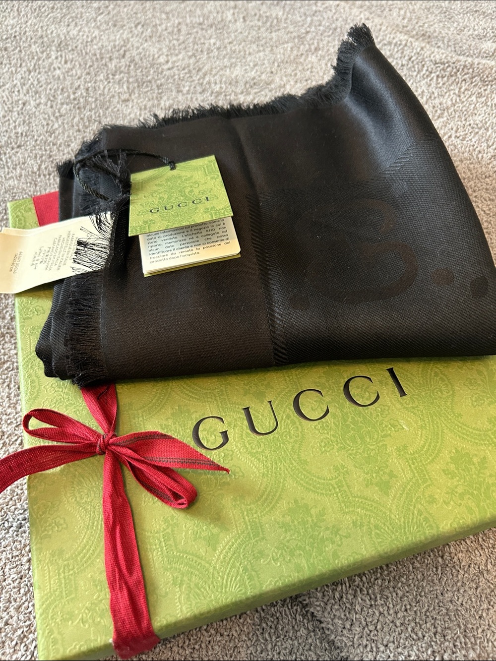 Gucci Black Silk Scarf - Elegant Women's Accessory-NWT! 🏷️